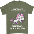Unicorn I Don't Fart Funny Farting Farter Mens T-Shirt Cotton Gildan Military Green