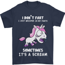 Unicorn I Don't Fart Funny Farting Farter Mens T-Shirt Cotton Gildan Navy Blue