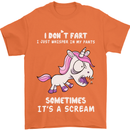 Unicorn I Don't Fart Funny Farting Farter Mens T-Shirt Cotton Gildan Orange