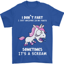 Unicorn I Don't Fart Funny Farting Farter Mens T-Shirt Cotton Gildan Royal Blue