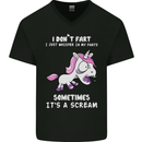 Unicorn I Don't Fart Funny Farting Farter Mens V-Neck Cotton T-Shirt Black