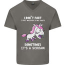 Unicorn I Don't Fart Funny Farting Farter Mens V-Neck Cotton T-Shirt Charcoal
