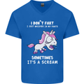 Unicorn I Don't Fart Funny Farting Farter Mens V-Neck Cotton T-Shirt Royal Blue