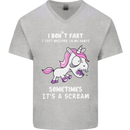 Unicorn I Don't Fart Funny Farting Farter Mens V-Neck Cotton T-Shirt Sports Grey