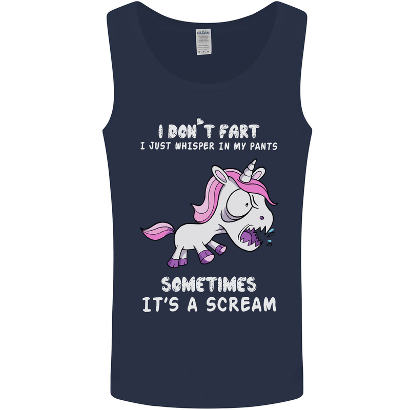 Unicorn I Don't Fart Funny Farting Farter Mens Vest Tank Top Navy Blue