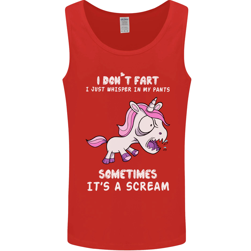 Unicorn I Don't Fart Funny Farting Farter Mens Vest Tank Top Red