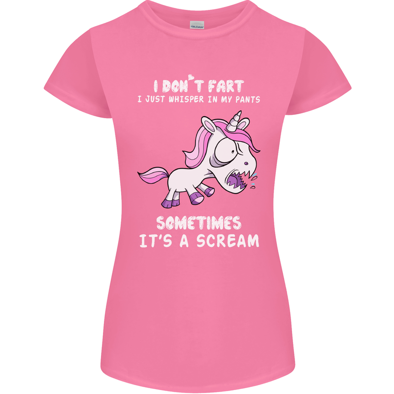 Unicorn I Don't Fart Funny Farting Farter Womens Petite Cut T-Shirt Azalea