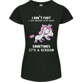Unicorn I Don't Fart Funny Farting Farter Womens Petite Cut T-Shirt Black