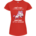 Unicorn I Don't Fart Funny Farting Farter Womens Petite Cut T-Shirt Red
