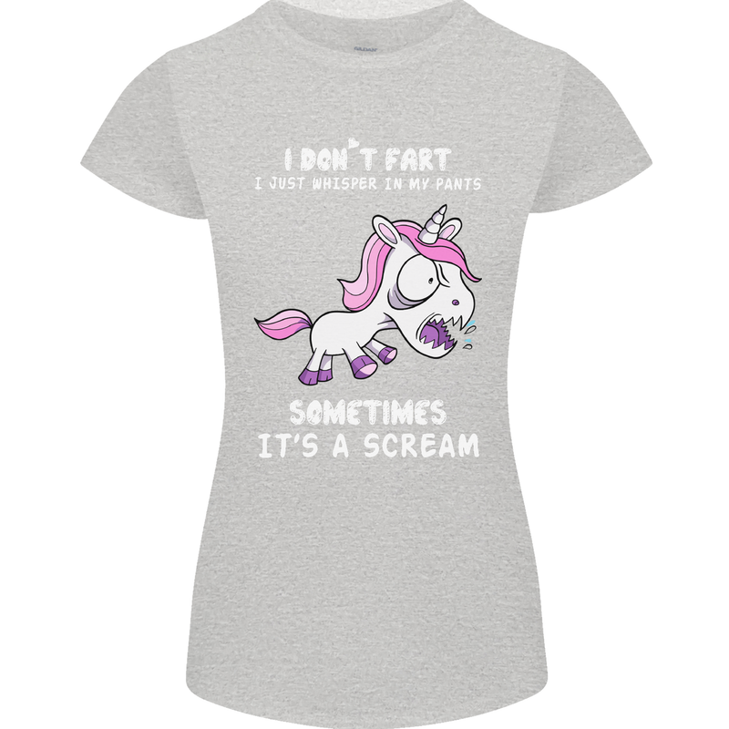 Unicorn I Don't Fart Funny Farting Farter Womens Petite Cut T-Shirt Sports Grey