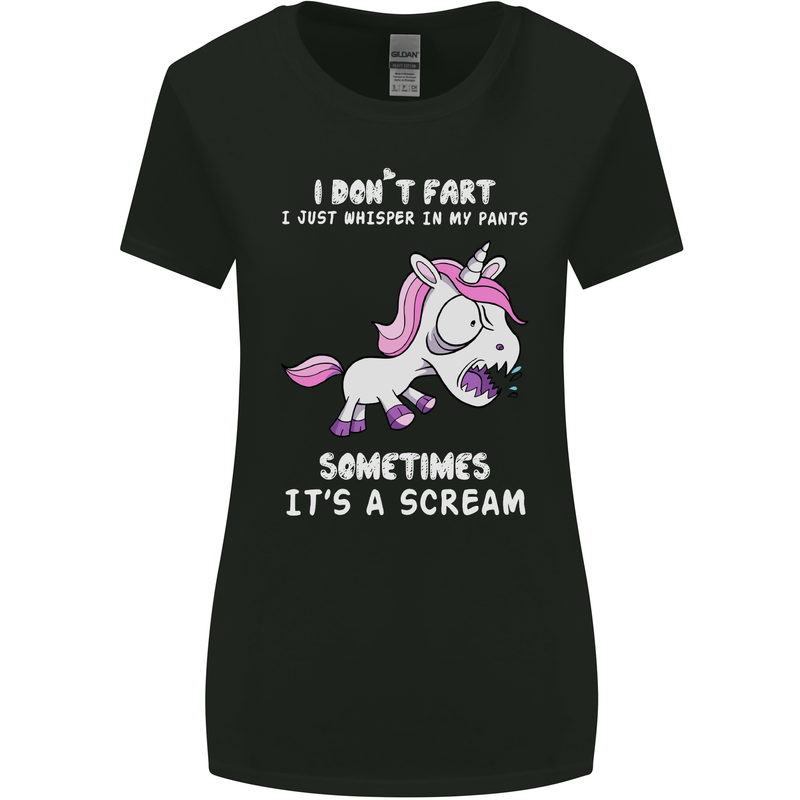 Unicorn I Don't Fart Funny Farting Farter Womens Wider Cut T-Shirt Black