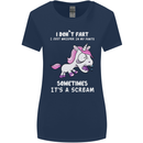 Unicorn I Don't Fart Funny Farting Farter Womens Wider Cut T-Shirt Navy Blue