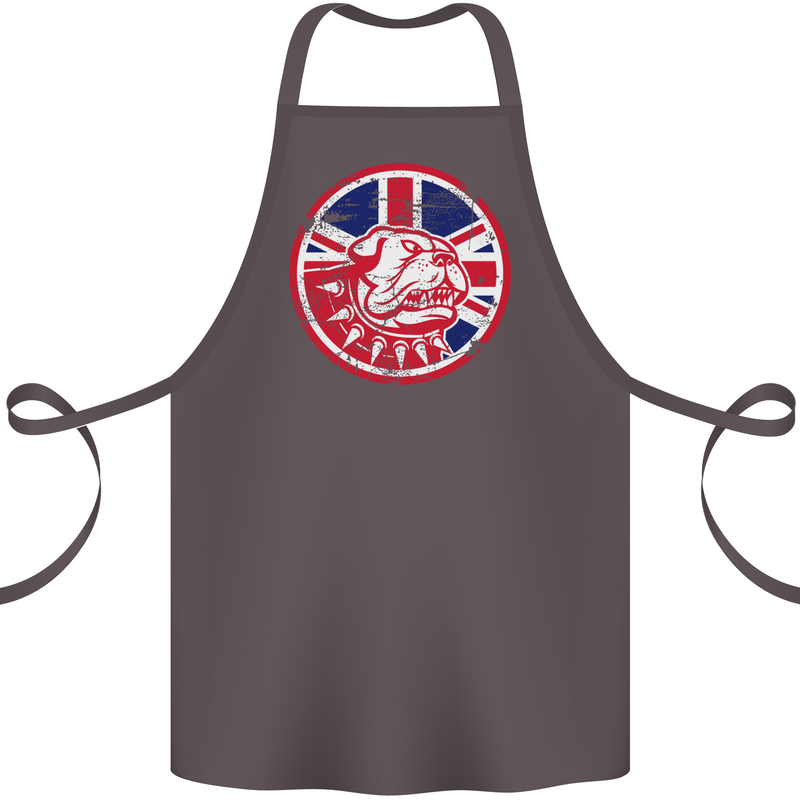 Union Jack British Bulldog St Georges Day Cotton Apron 100% Organic Dark Grey