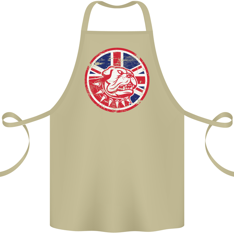 Union Jack British Bulldog St Georges Day Cotton Apron 100% Organic Khaki