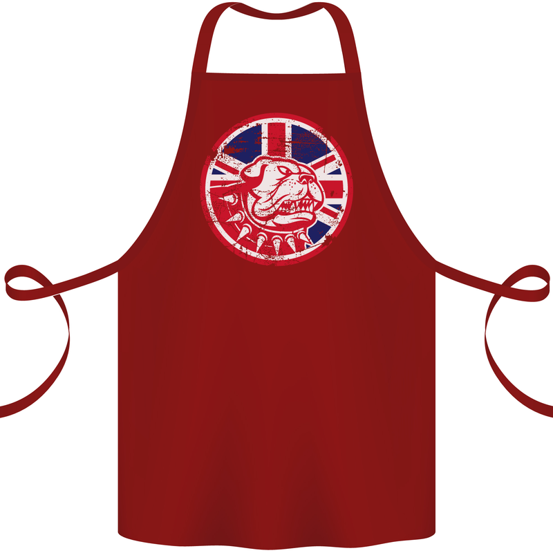 Union Jack British Bulldog St Georges Day Cotton Apron 100% Organic Maroon