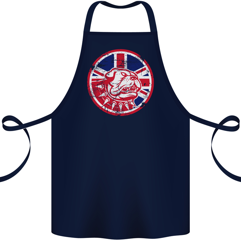 Union Jack British Bulldog St Georges Day Cotton Apron 100% Organic Navy Blue