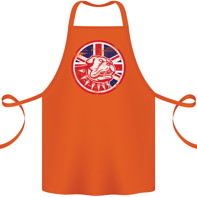 Union Jack British Bulldog St Georges Day Cotton Apron 100% Organic Orange