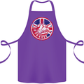 Union Jack British Bulldog St Georges Day Cotton Apron 100% Organic Purple