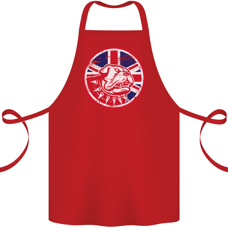 Union Jack British Bulldog St Georges Day Cotton Apron 100% Organic Red