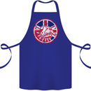 Union Jack British Bulldog St Georges Day Cotton Apron 100% Organic Royal Blue