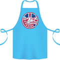 Union Jack British Bulldog St Georges Day Cotton Apron 100% Organic Turquoise