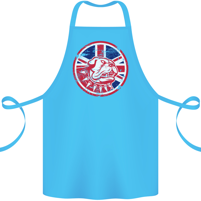 Union Jack British Bulldog St Georges Day Cotton Apron 100% Organic Turquoise