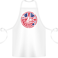 Union Jack British Bulldog St Georges Day Cotton Apron 100% Organic White