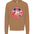 Union Jack British Bulldog St Georges Day Mens Sweatshirt Jumper Caramel Latte