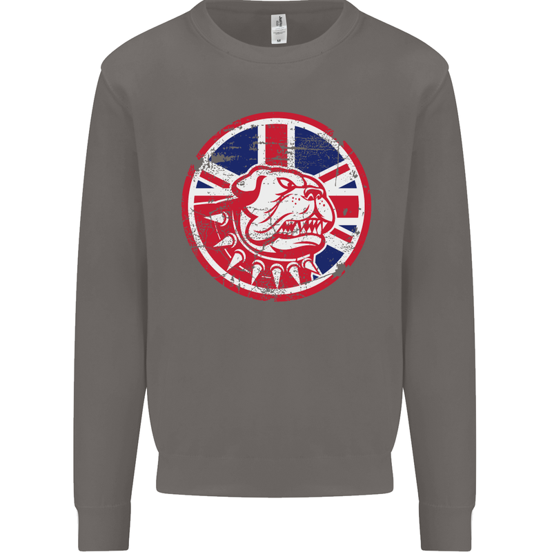 Union Jack British Bulldog St Georges Day Mens Sweatshirt Jumper Charcoal
