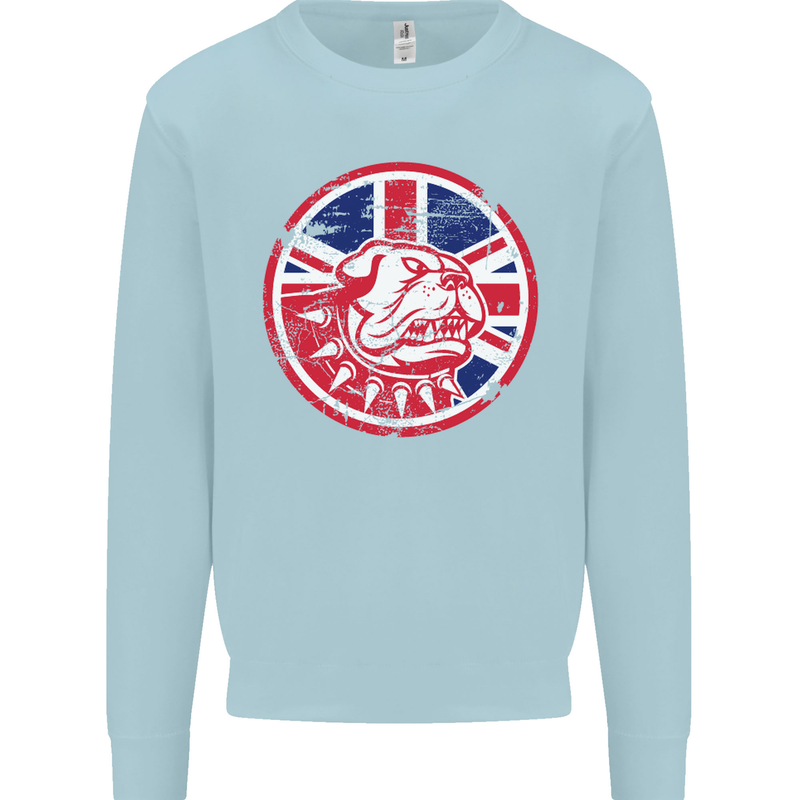 Union Jack British Bulldog St Georges Day Mens Sweatshirt Jumper Light Blue