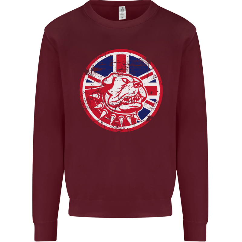Union Jack British Bulldog St Georges Day Mens Sweatshirt Jumper Maroon