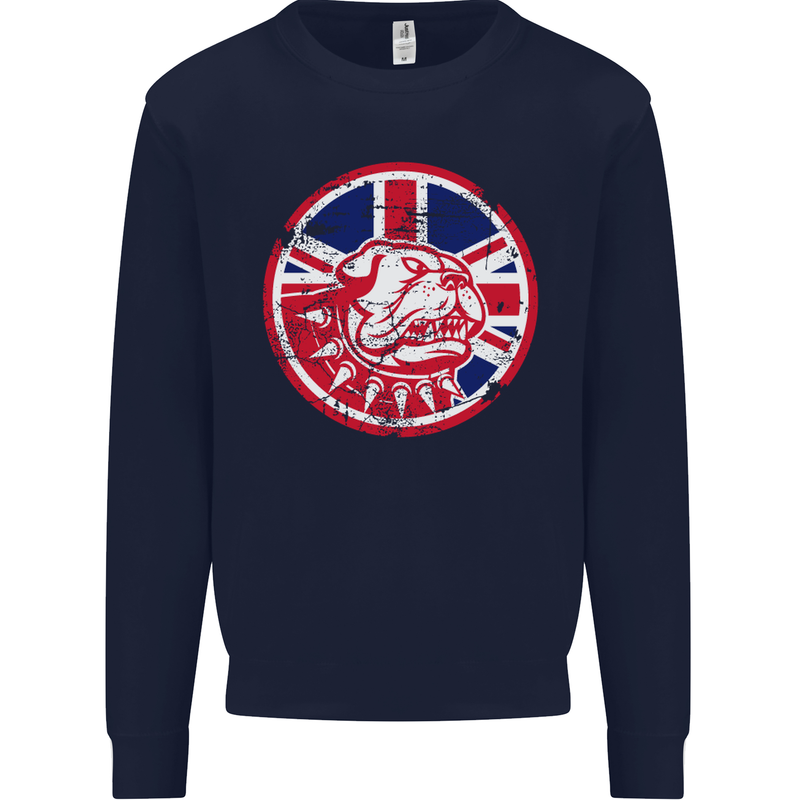 Union Jack British Bulldog St Georges Day Mens Sweatshirt Jumper Navy Blue