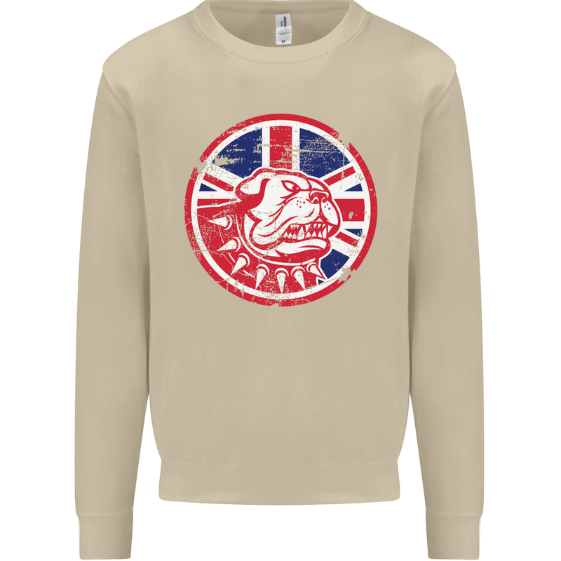 Union Jack British Bulldog St Georges Day Mens Sweatshirt Jumper Sand