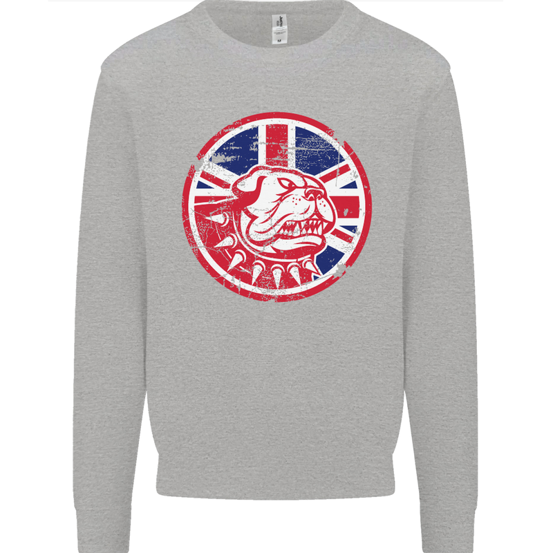 Union Jack British Bulldog St Georges Day Mens Sweatshirt Jumper Sports Grey