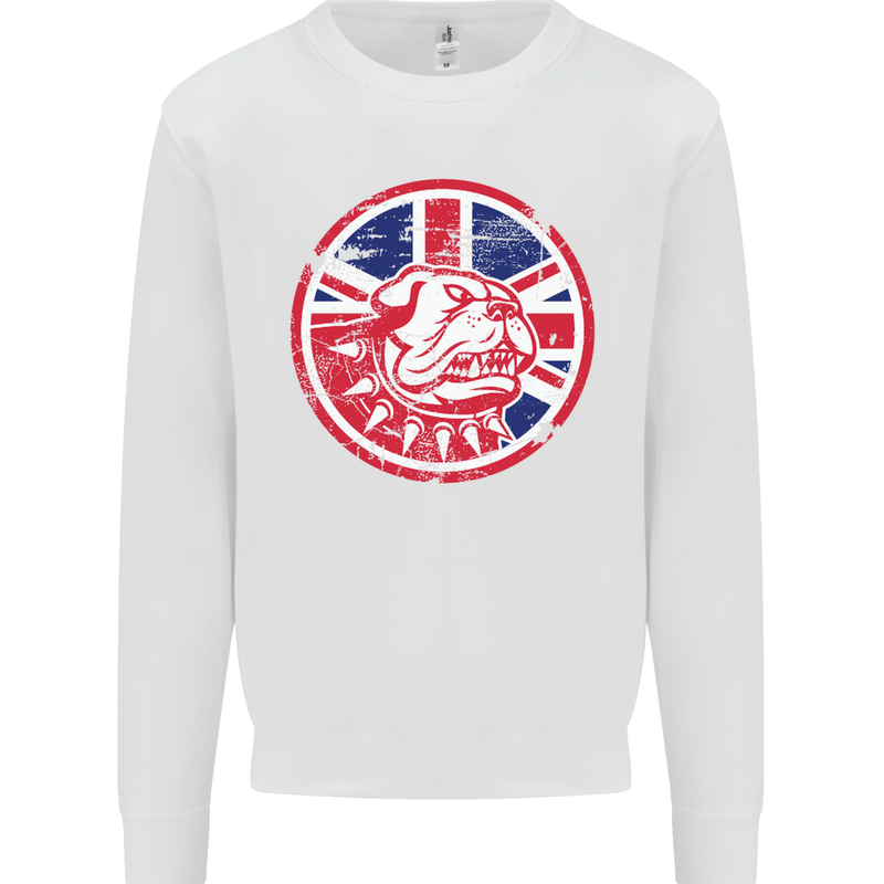 Union Jack British Bulldog St Georges Day Mens Sweatshirt Jumper White