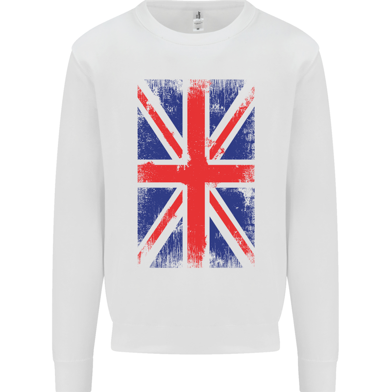 Union Jack British Flag Great Britain Kids Sweatshirt Jumper White