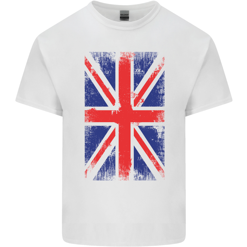 Union Jack British Flag Great Britain Mens Cotton T-Shirt Tee Top White