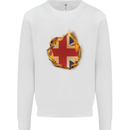 Union Jack Flag Fire Effect Great Britain Kids Sweatshirt Jumper White