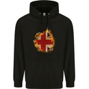 Union Jack Flag Fire Effect Great Britain Mens 80% Cotton Hoodie Black