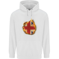 Union Jack Flag Fire Effect Great Britain Mens 80% Cotton Hoodie White
