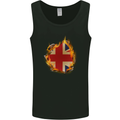 Union Jack Flag Fire Effect Great Britain Mens Vest Tank Top Black