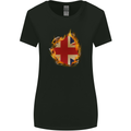 Union Jack Flag Fire Effect Great Britain Womens Wider Cut T-Shirt Black