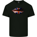Union Jack Flag Lips the UK Great Britain Kids T-Shirt Childrens Black
