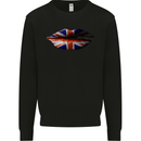 Union Jack Flag Lips the UK Great Britain Mens Sweatshirt Jumper Black