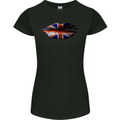 Union Jack Flag Lips the UK Great Britain Womens Petite Cut T-Shirt Black