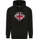 Union Jack Flag Ripped Torn Gym British UK Childrens Kids Hoodie Black
