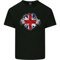 Union Jack Flag Ripped Torn Gym British UK Kids T-Shirt Childrens Black