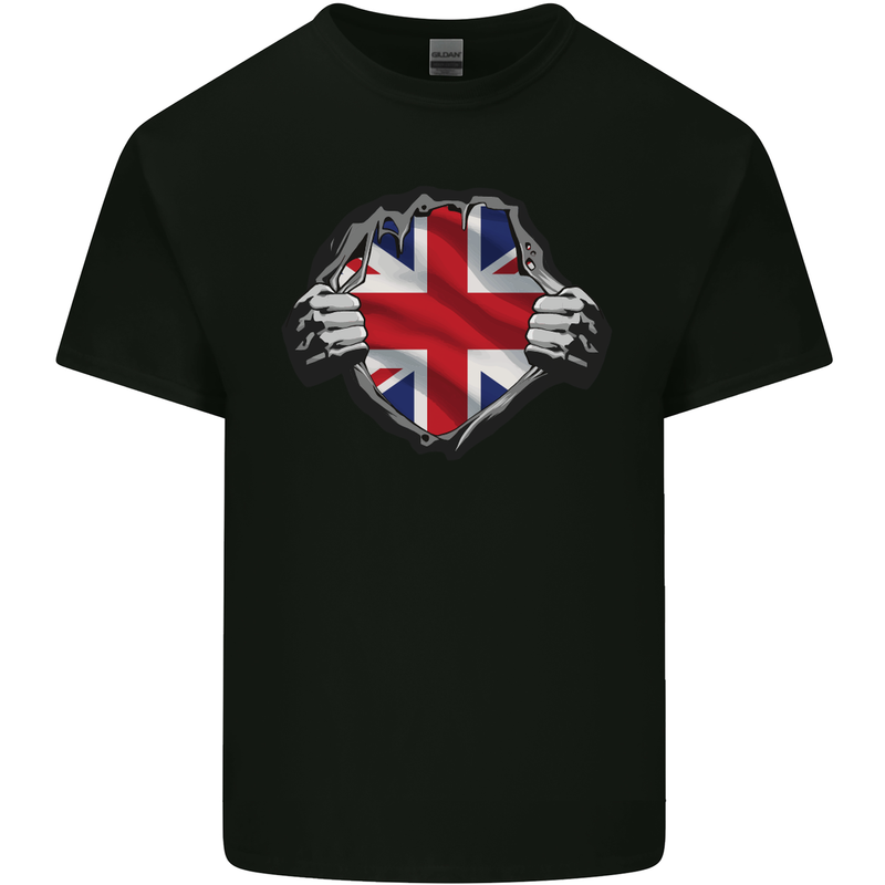 Union Jack Flag Ripped Torn Gym British UK Kids T-Shirt Childrens Black