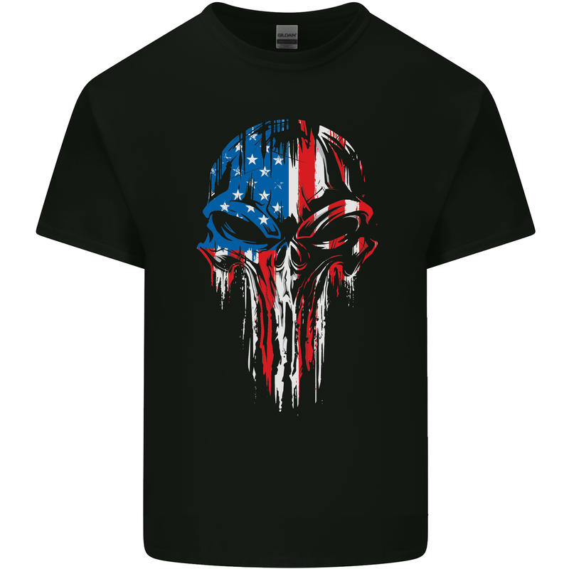 Union Jack Flag Skull Gym MMA Biker Britain Kids T-Shirt Childrens Black
