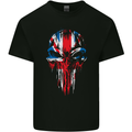 Union Jack Flag Skull Gym MMA Biker Britain Kids T-Shirt Childrens Black